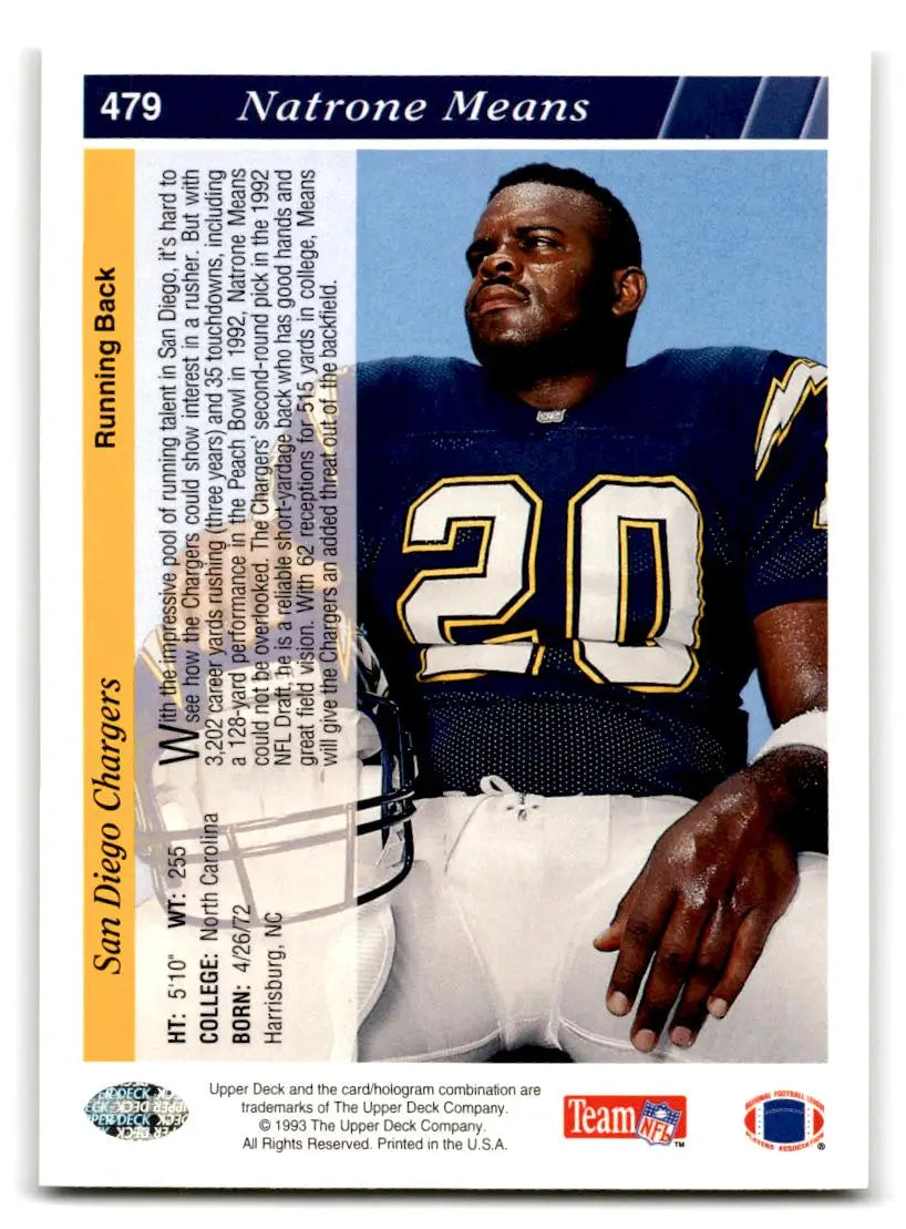 1993 Upper Deck #479 Natrone Means - Football Card Single