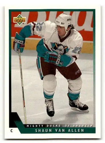 Shaun Van Allen hockey card from 1993 Upper Deck series showcasing Shaun Van Allen