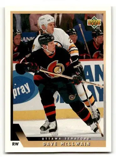 Original gloss hockey card featuring Dave McLlwain from 1993 Upper Deck series