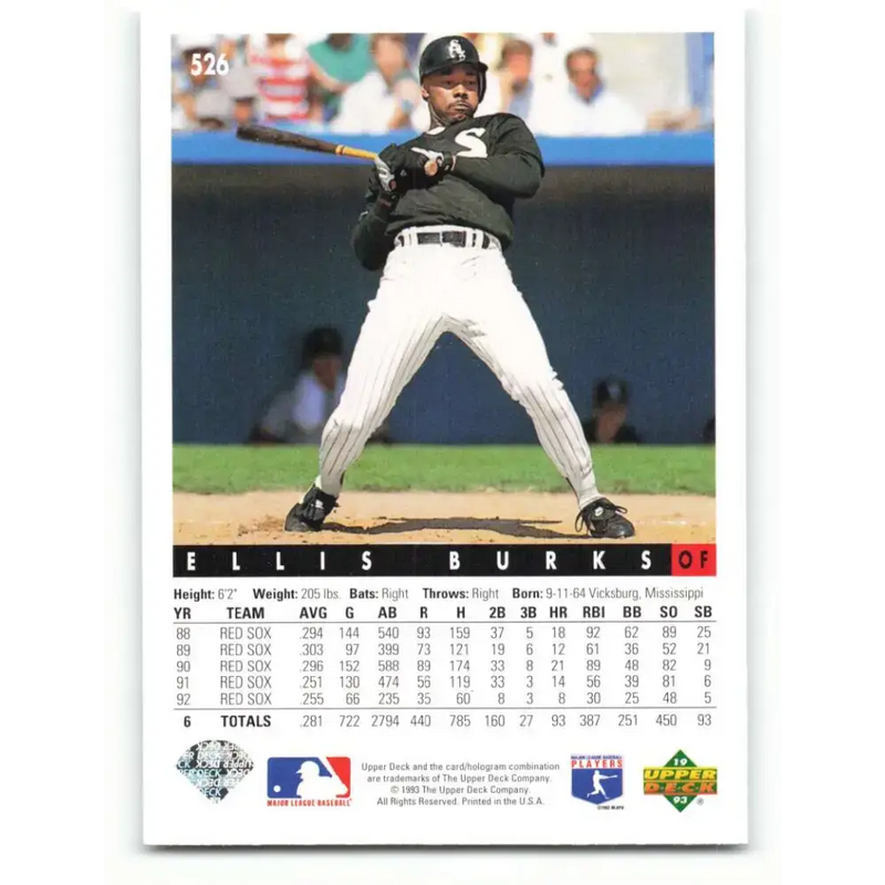 1993 Upper Deck #526 Ellis Burks VG Colorado Rockies Baseball Card - Baseball Card Single