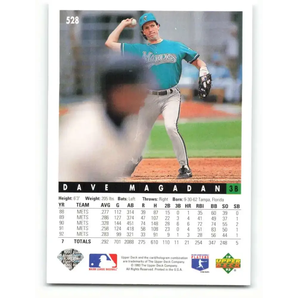 1993 Upper Deck #528 Dave Magadan VG Florida Marlins Baseball Card - Baseball Card Single