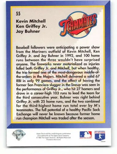 1993 Upper Deck #55 Ken Griffey Jr./Jay Buhner/Mitchell NM-MT Mariners ID:82350 - Baseball Card Single