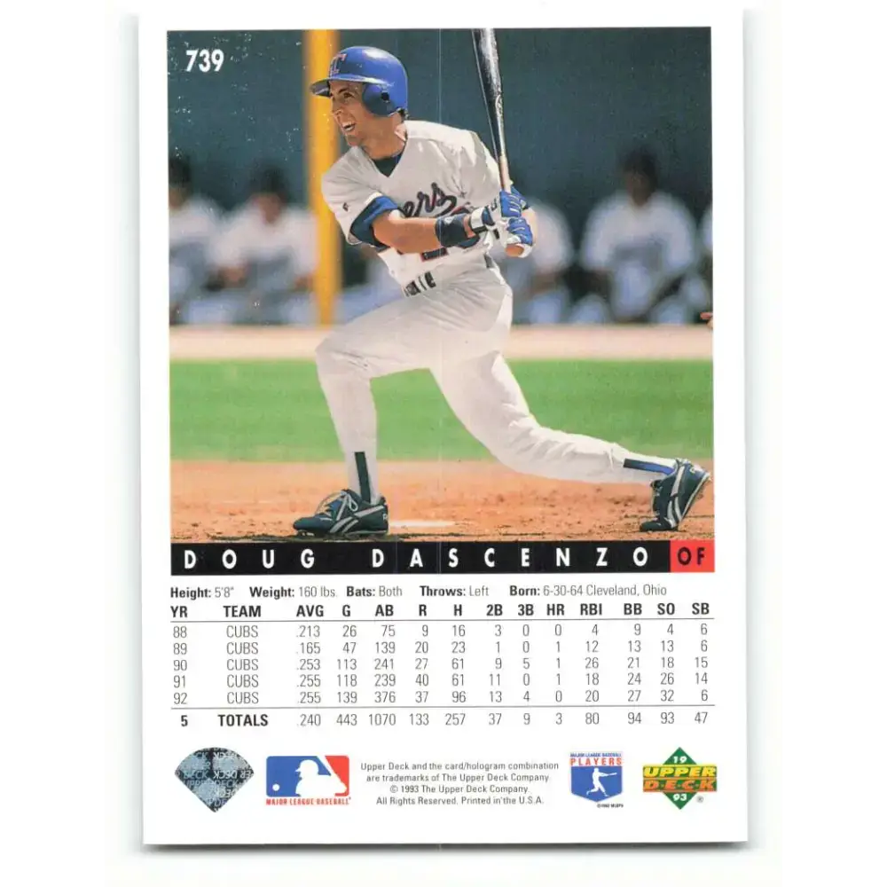1993 Upper Deck #739 Doug Dascenzo VG Texas Rangers Baseball Card - Baseball Card Single
