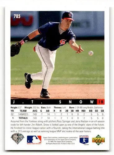 J.T. Snow 1993 Upper Deck Angels baseball card with original gloss