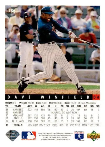1993 Upper Deck #786 Dave Winfield Minnesota Twins Baseball Cards EX ID:63076 - Baseball Card Single