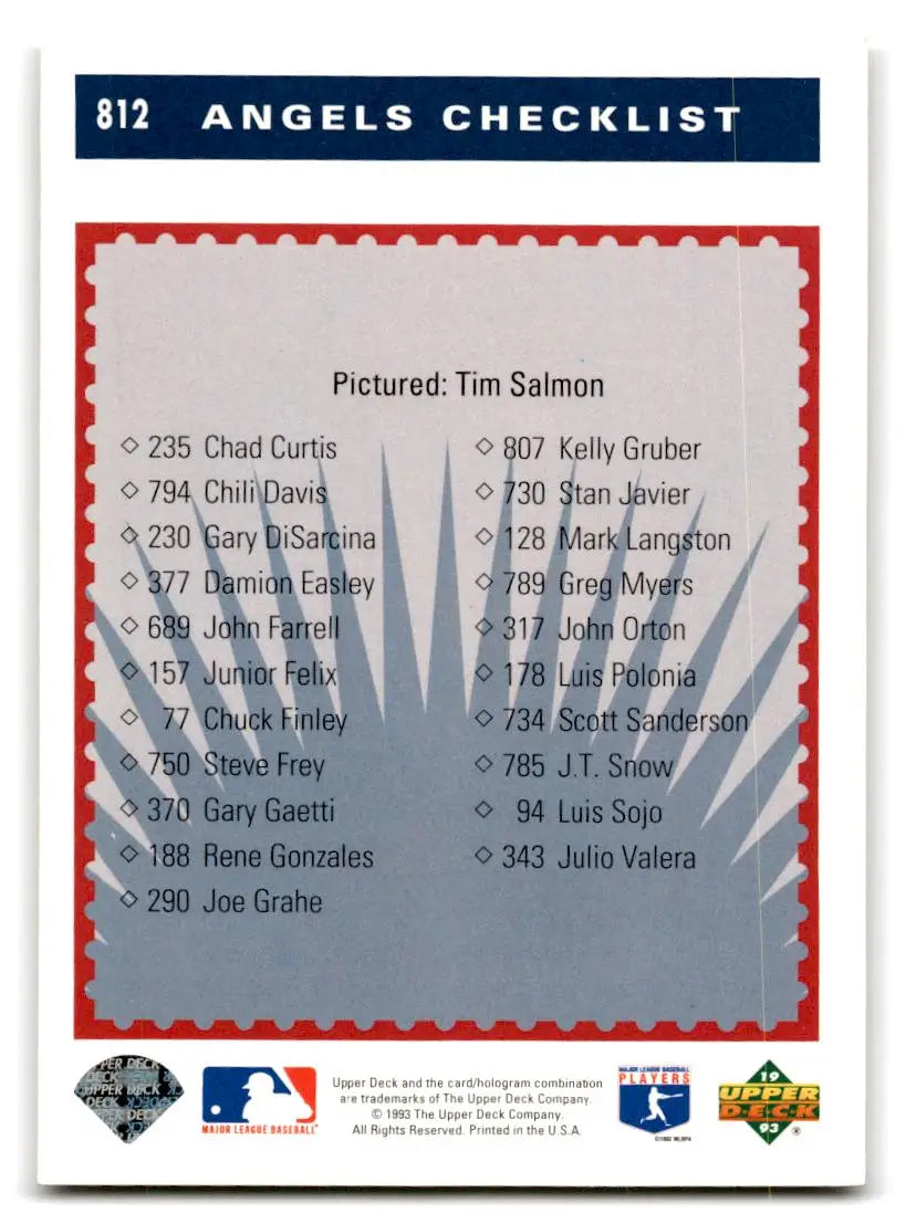 1993 Upper Deck #812 Tim Salmon - Baseball Card Single