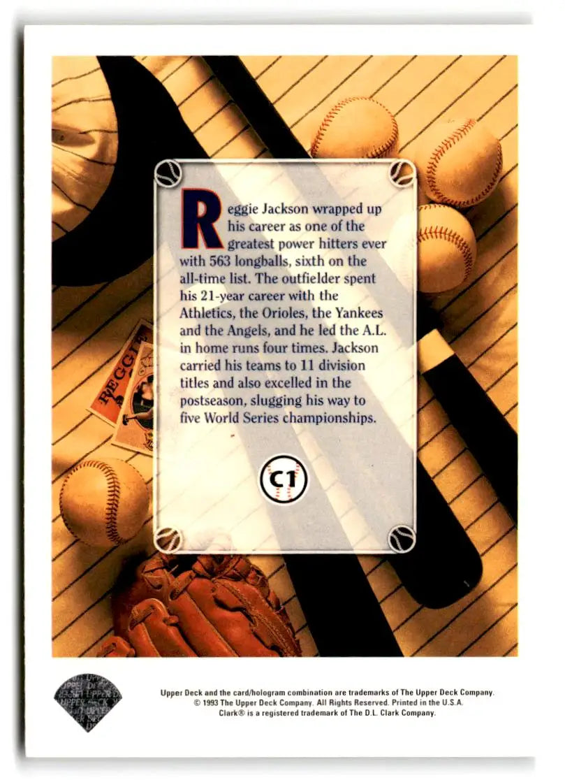 1993 Upper Deck Clark Bar Reggie Jackson #C1 Reggie Jackson - Baseball Card Single