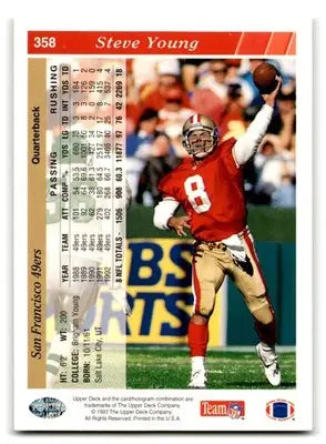 1993 Upper Deck Football Steve Young #358 San Francisco 49ers - Football Card Single