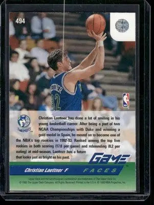 1993 Upper Deck Game Faces Christian Laettner #494 Basketball - Basketball Card Single