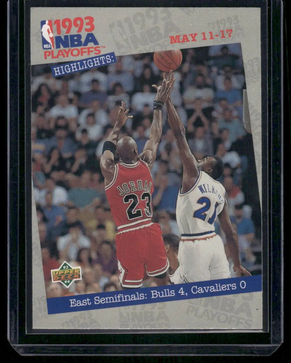1993 Upper Deck NBA Playoffs Highlights Michael Jordan basketball card in protective holder