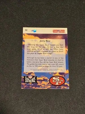 1993 Upper Deck NFL Experience #32 Jerry Rice - Football Card Single
