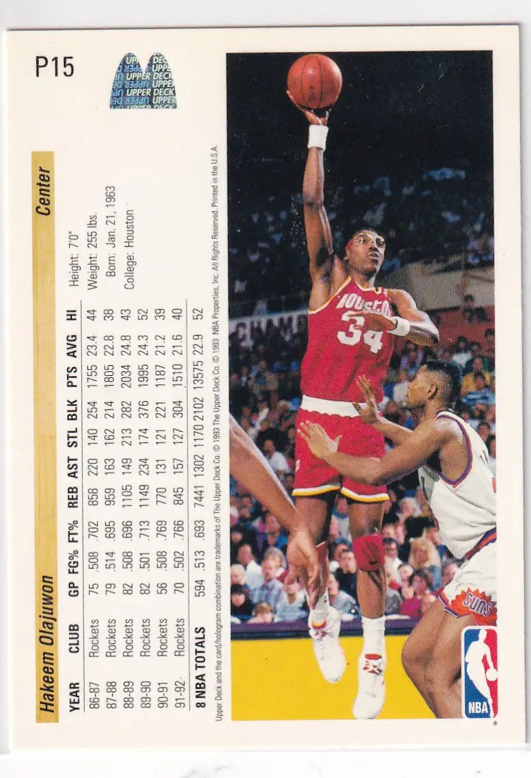 1993 UPPER DECK #P15 HAKEEM OLAJUWON- HOUSTON ROCKETS - Basketball Card Single