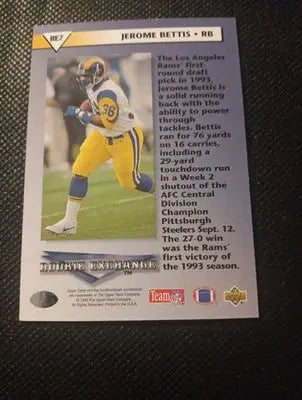 1993 Upper Deck - Rookie Exchange Jerome Bettis #RE7 (RC). Steelers. NRMT+ - Football Card Single
