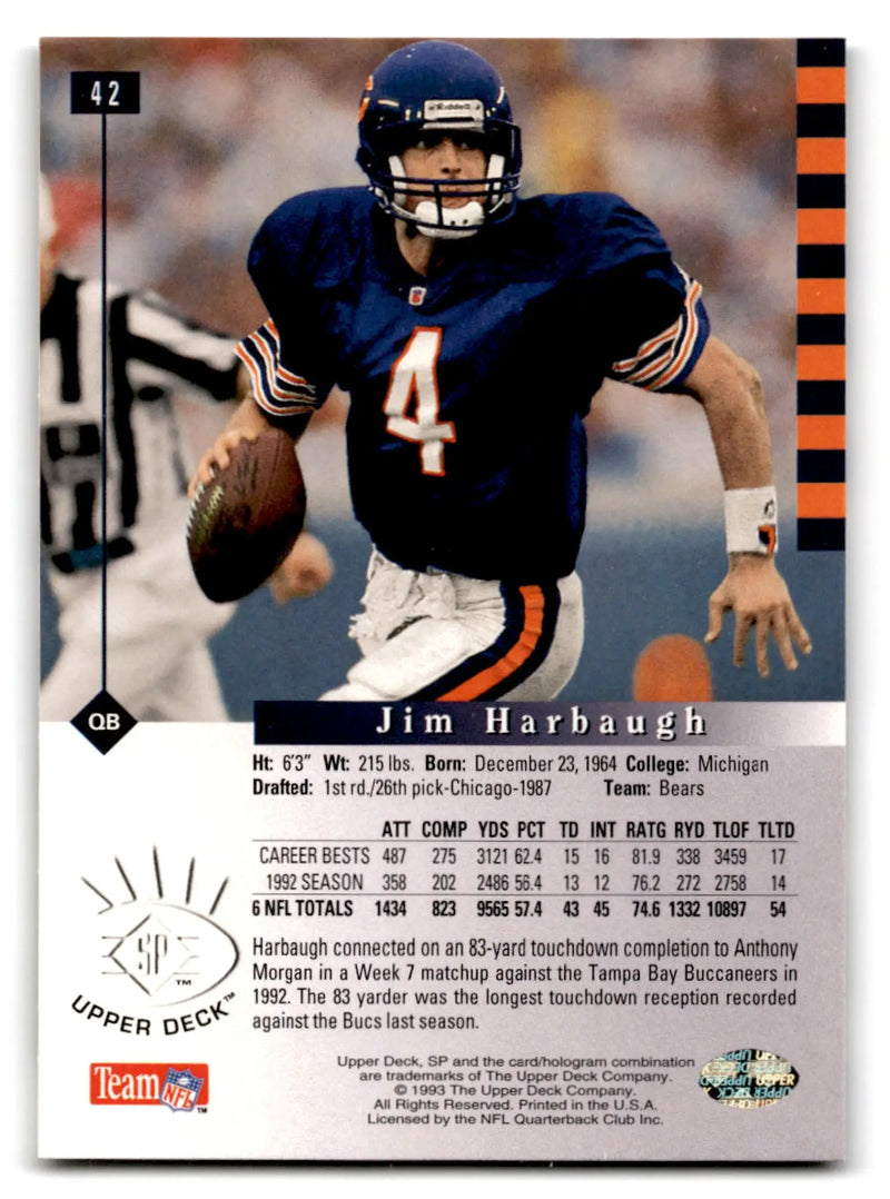 1993 Upper Deck SP Football Jim Harbaugh #158 Chicago Bears - Football Card Single