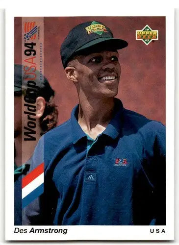 Des Armstrong soccer card from 1993 Upper Deck World Cup Preview English Spanish