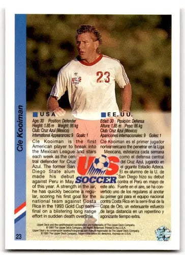 Cle Kooiman soccer card from 1993 Upper Deck World Cup Preview collection