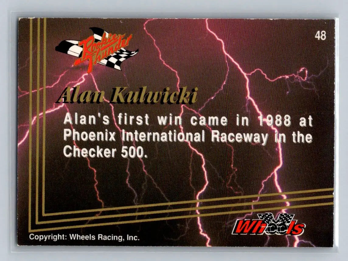 1993 Wheels Rookie Thunder #48 Alan Kulwicki AK Racing - Racing Card Single