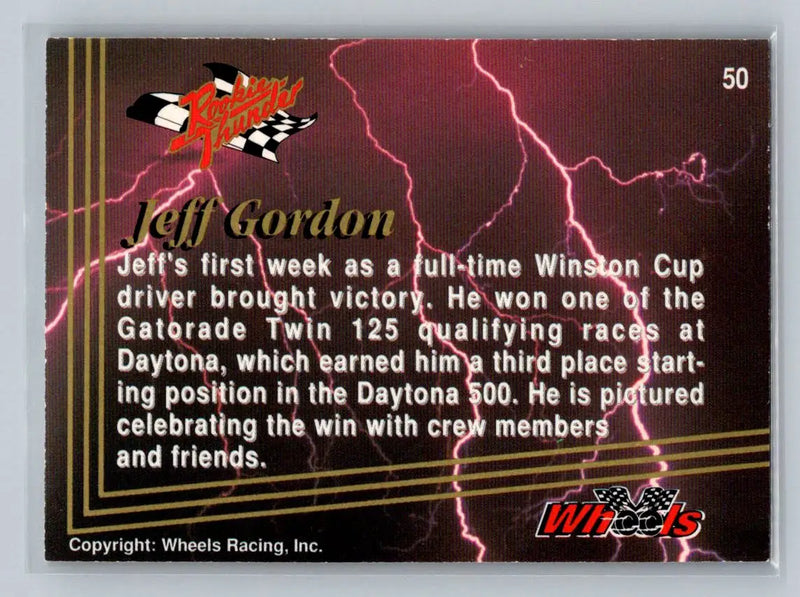 1993 Wheels Rookie Thunder #50 Jeff Gordon Hendrick Motorsports - Racing Card Single