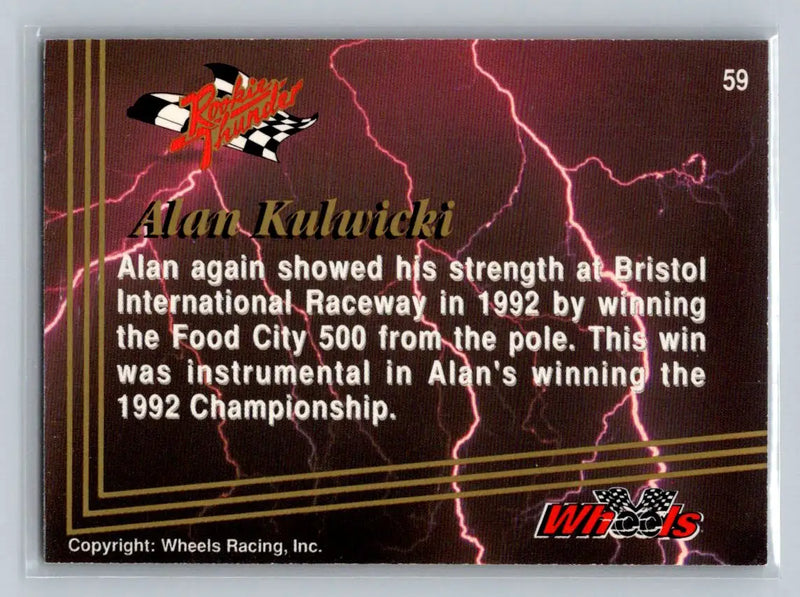 1993 Wheels Rookie Thunder #59 Alan Kulwicki AK Racing - Racing Card Single