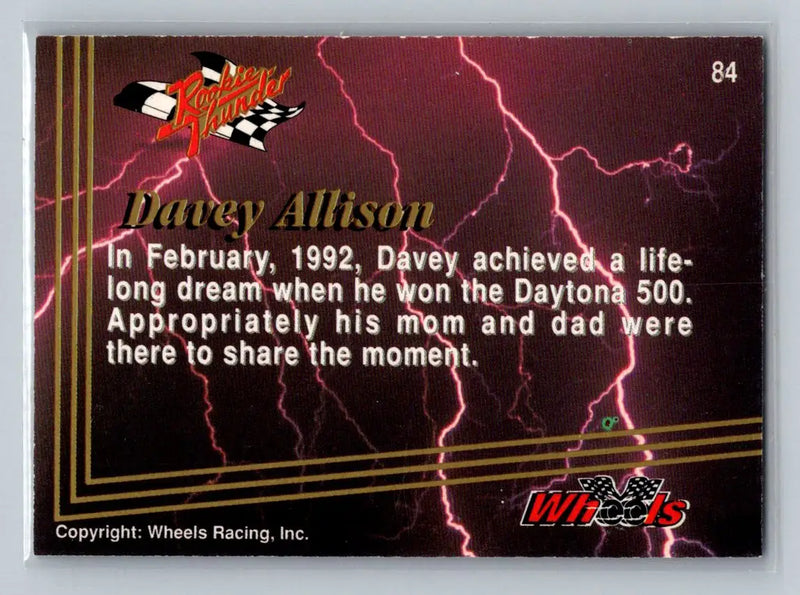 1993 Wheels Rookie Thunder #84 Davey Allison Robert Yates Racing - Racing Card Single