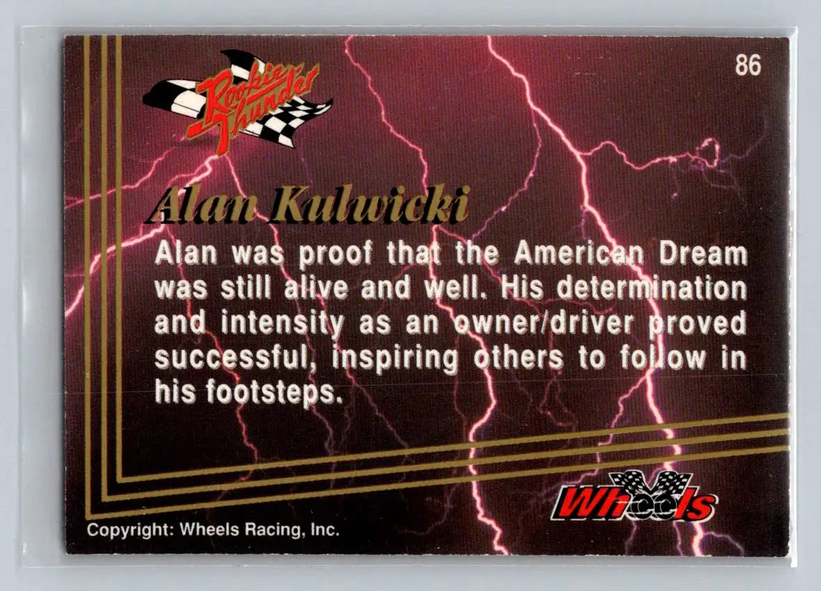 1993 Wheels Rookie Thunder #86 Alan Kulwicki Platinum AK Racing - Racing Card Single