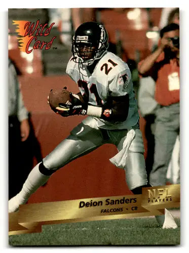 Original gloss Deion Sanders football card from 1993 Wild Card series Falcons ID 62022