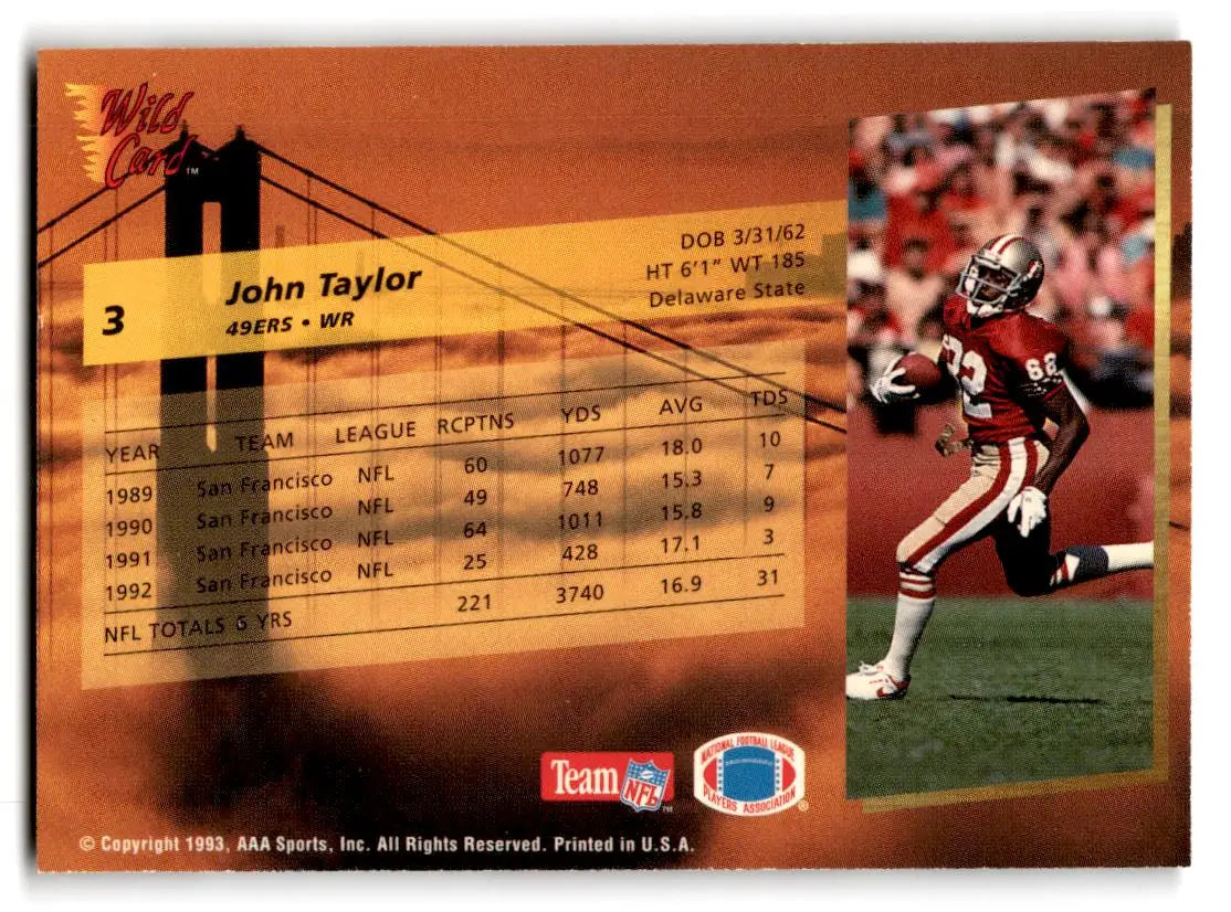 1993 Wild Card #3 John Taylor - Football Card Single