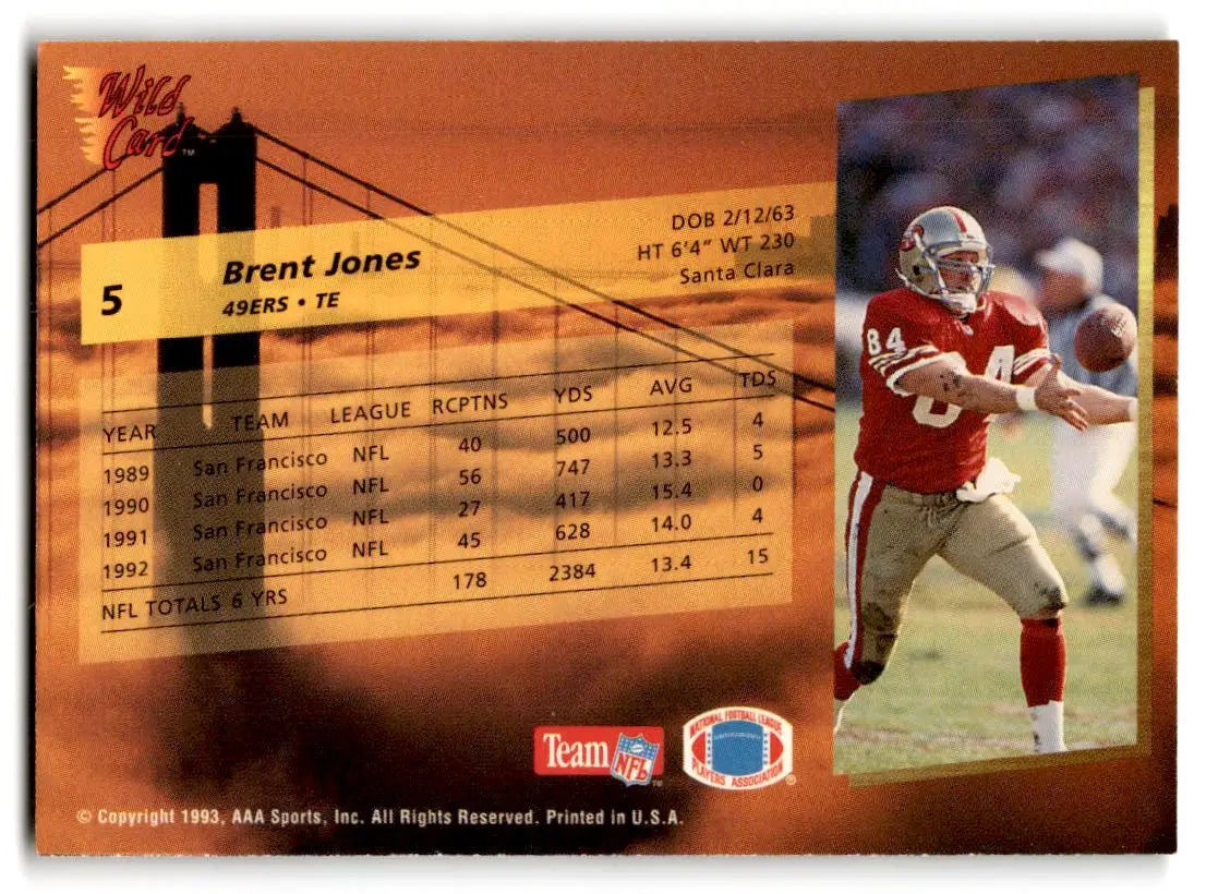 1993 Wild Card #5 Brent Jones - Football Card Single