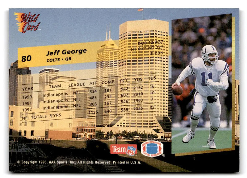 1993 Wild Card #80 Jeff George - Football Card Single
