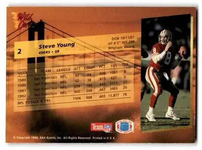 1993 Wild Card Football Steve Young #2 San Francisco 49ers - Football Card Single