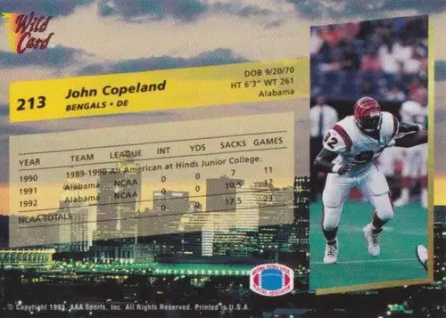 1993 Wild Card Superchrome #213 John Copeland NM Near Mint RC Rookie ID:79544 - Football Card Single