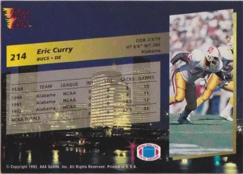 1993 Wild Card Superchrome #214 Eric Curry NM Near Mint RC Rookie ID:79545 - Football Card Single