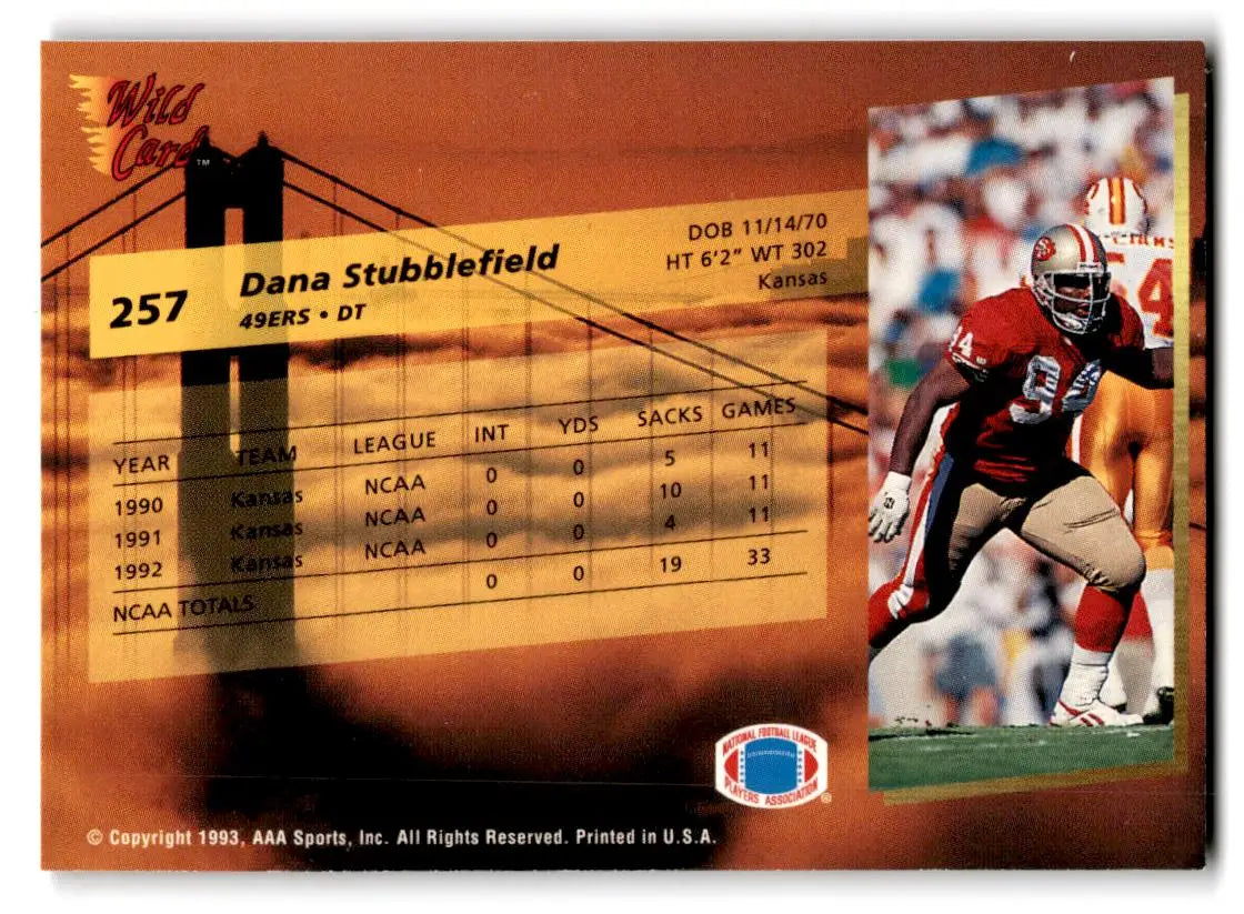 1993 Wild Card Superchrome #257 Dana Stubblefield - Football Card Single