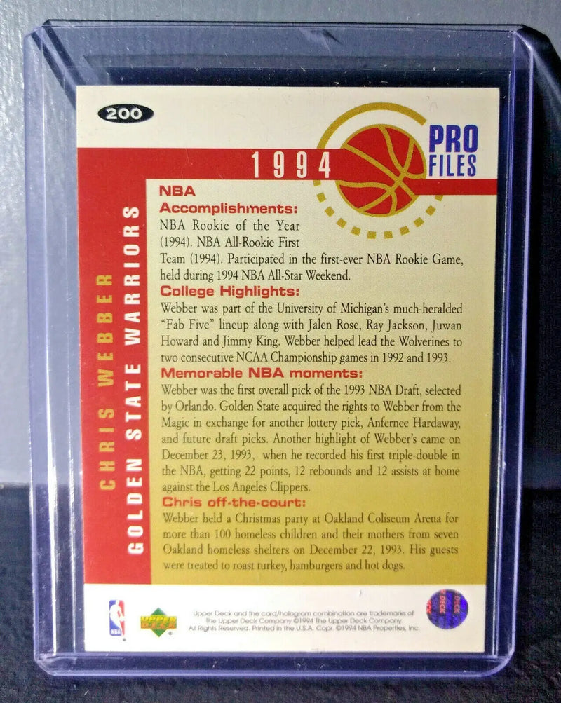 1994-95 Chris Webber Upper Deck Collector’s Choice #200 Basketball Card