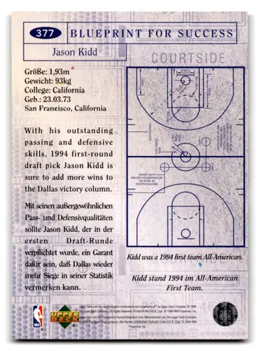 Original gloss 1994-95 Collector’s Choice Gold Signature Jason Kidd basketball card