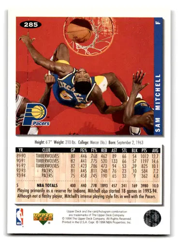 Basketball card from 1994-95 Collector’s Choice Silver Signature Sam Mitchell NM-MT