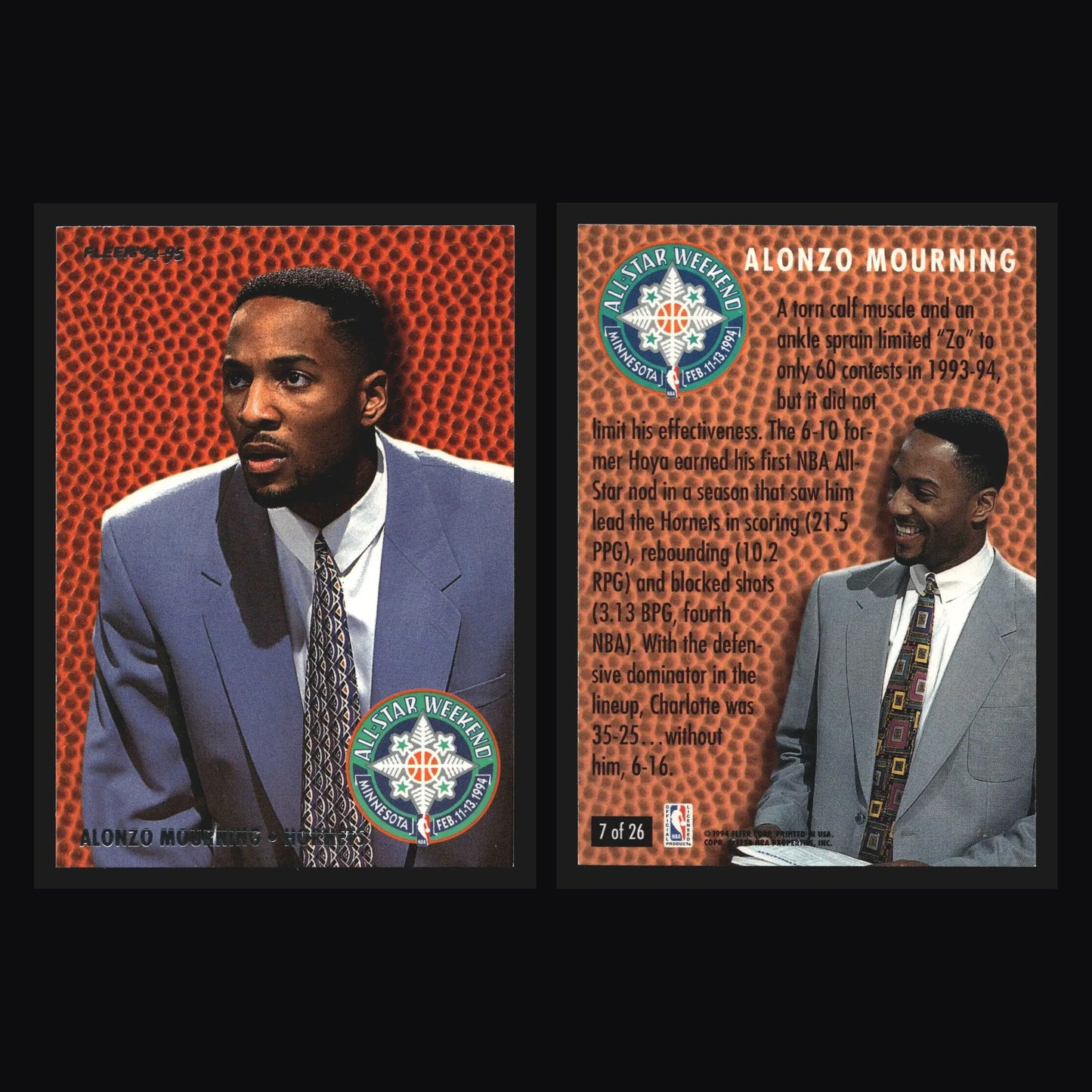 1994-95 Fleer All-Star Weekend #7 Alonzo Mourning Charlotte Hornets HOF