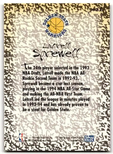 1994-95 Hoops #435 Latrell Sprewell NM-MT Warriors GM ID:42984 - Basketball Card Single
