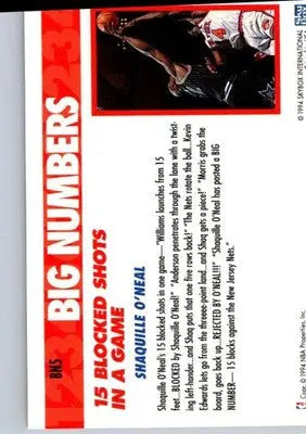 1994-95 Hoops #BN5 Shaquille O’Neal Big Numbers - Basketball Card Single