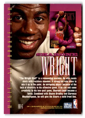 Sharone Wright basketball card with original gloss from Hoops Magic’s 1994-95 series