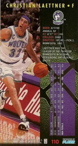 1994-95 Jam Session #110 Christian Laettner NM Near Mint Timberwolves ID:82603 - Basketball Card Single