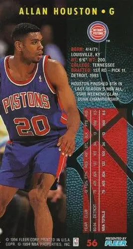 1994-95 Jam Session #56 Allan Houston NM Near Mint Pistons ID:82600 - Basketball Card Single