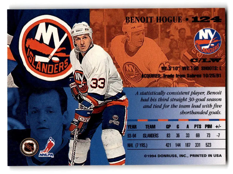 1994-95 Leaf #124 Benoit Hogue - Hockey Card Single