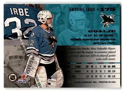 1994-95 Leaf #175 Arturs Irbe - Hockey Card Single