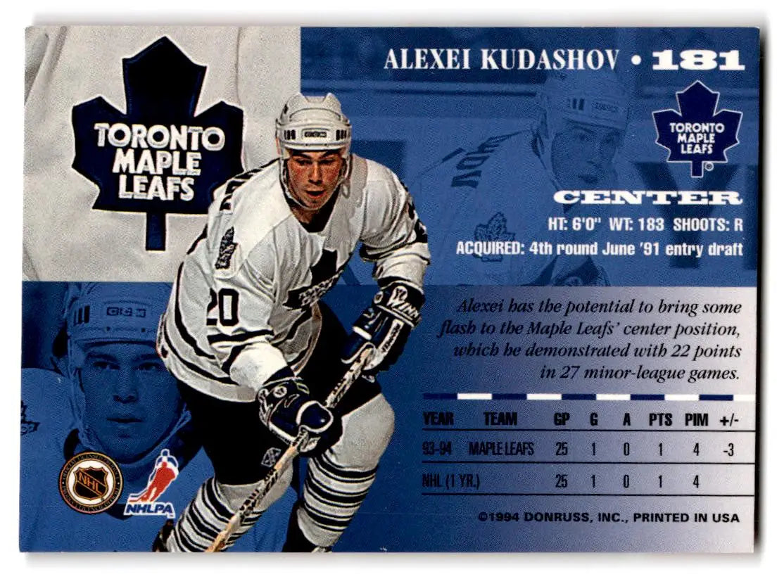 1994-95 Leaf #181 Alexei Kudashov - Hockey Card Single