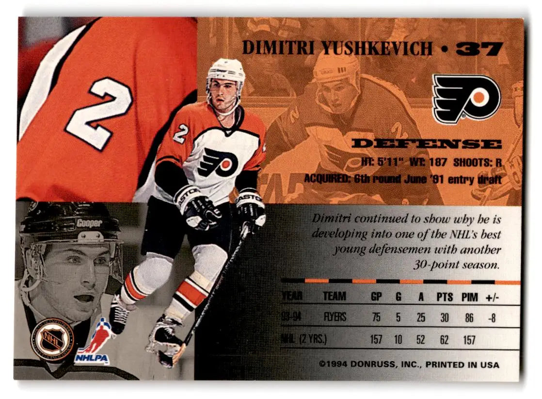 1994-95 Leaf #37 Dimitri Yushkevich - Hockey Card Single