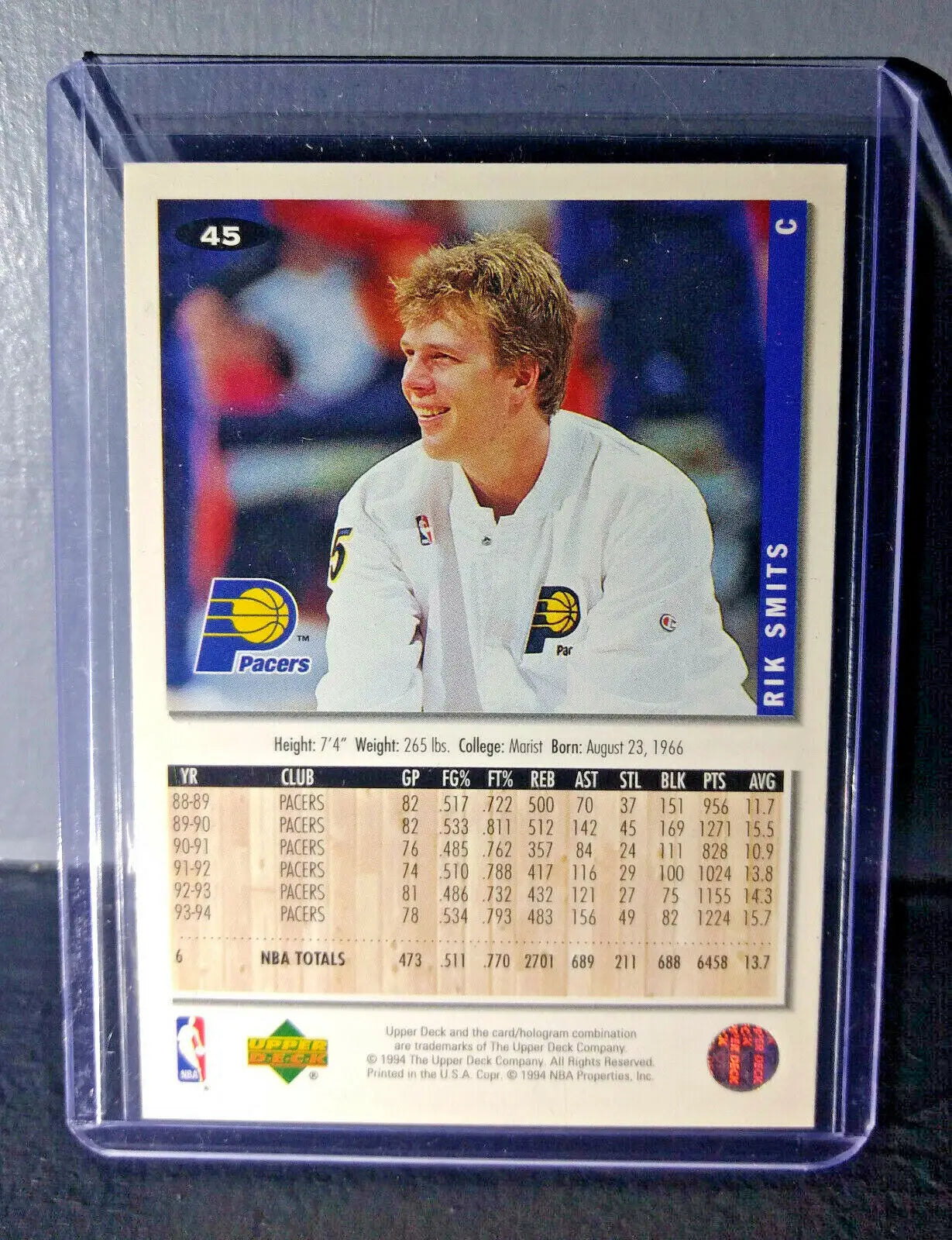 1994-95 Rik Smits Upper Deck Collector’s Choice Silver Signature #45 Card