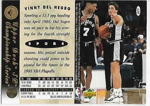Vinny Del Negro 1994-95 SP Championship card featuring original gloss, NM condition