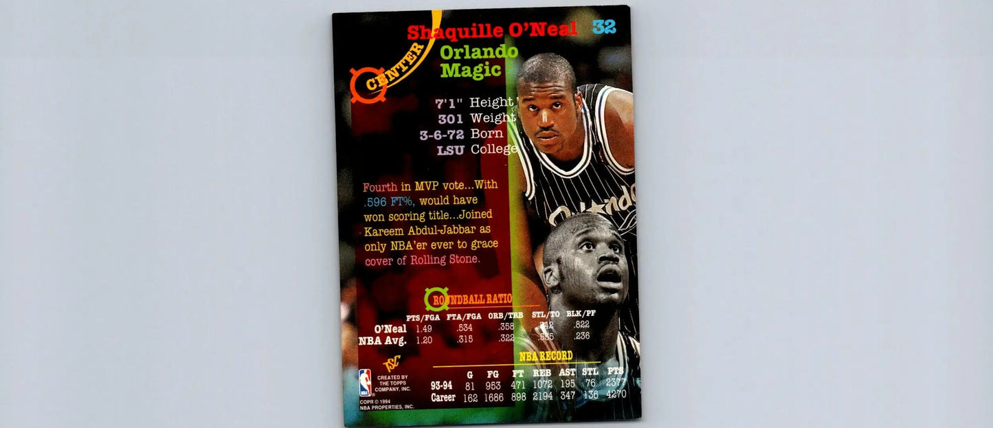 1994-95 Stadium Club #32 Shaquille O’Neal - Basketball Card Single