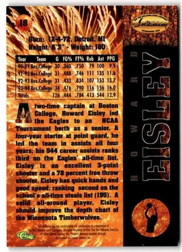 Original gloss 1994-95 Ted Williams Howard Eisley basketball card in near mint condition